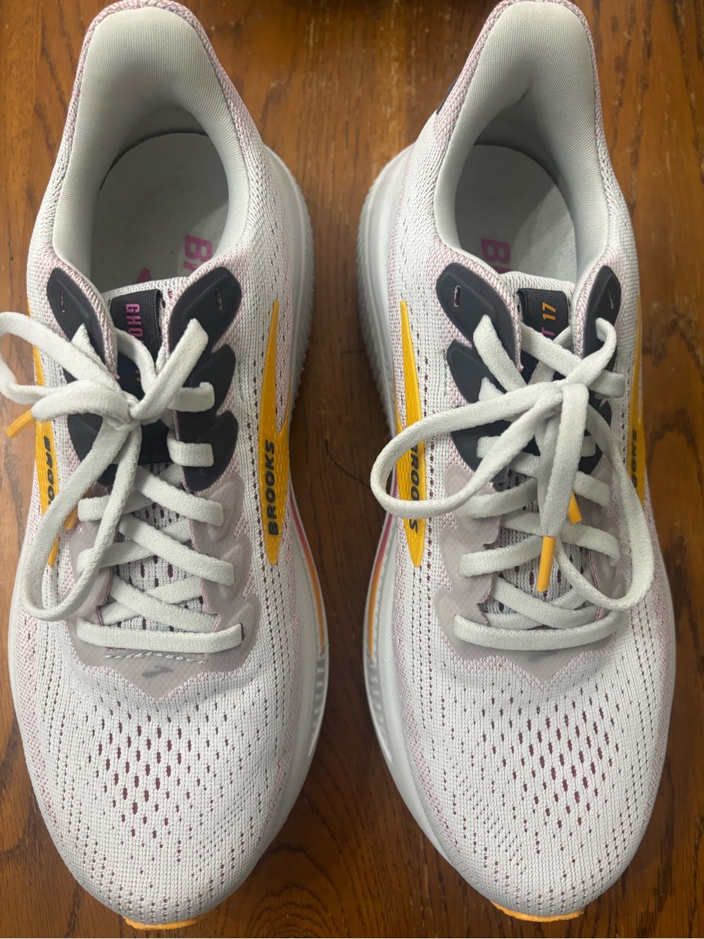 Brooks Women’s Running Shoes - White with Pink and Yellow Accents